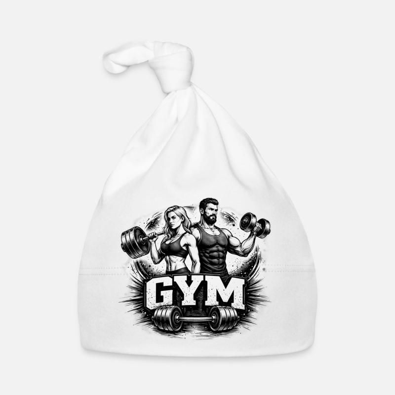 Gym Workout Motif Drawing Organic Baby Cap