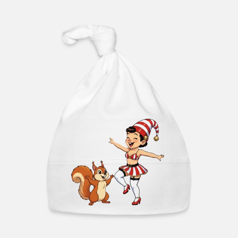 Fille lutin avec un écureuil Bonnet bio Bébé
