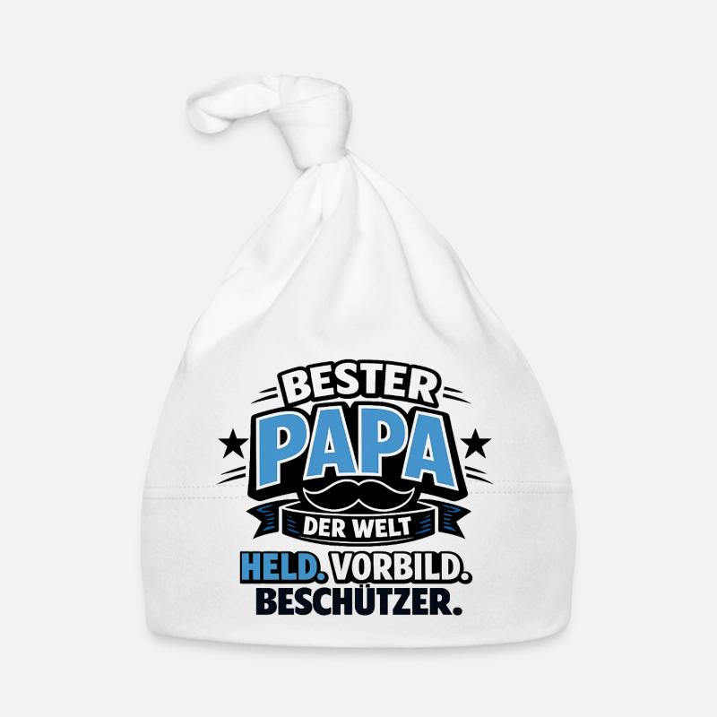 Bester Papa der Welt – Held und Beschützer - Baby Bio-Mütze - Weiß