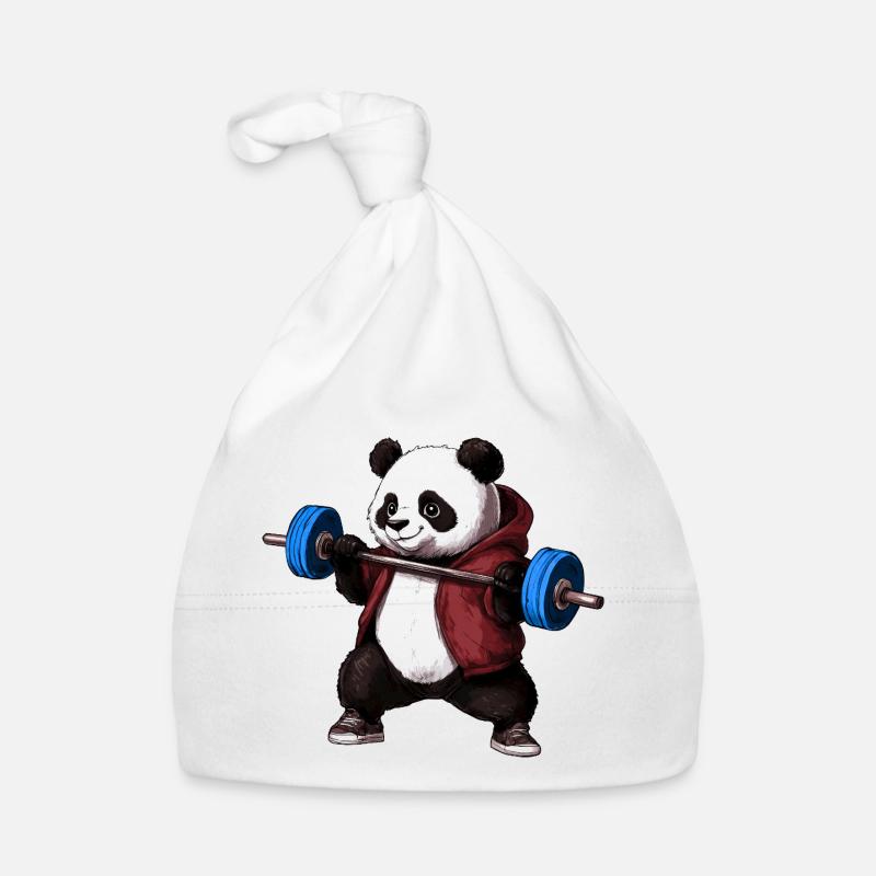 Panda mit Langhantel Baby Bio-Mütze