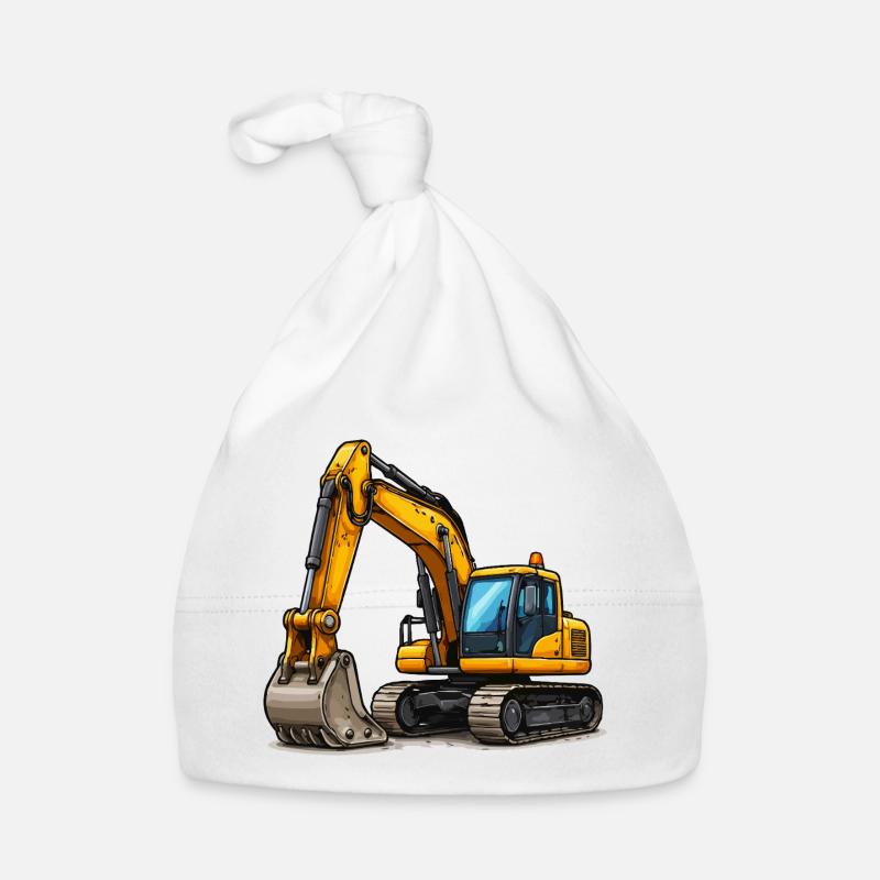 Yellow Excavator Organic Baby Cap