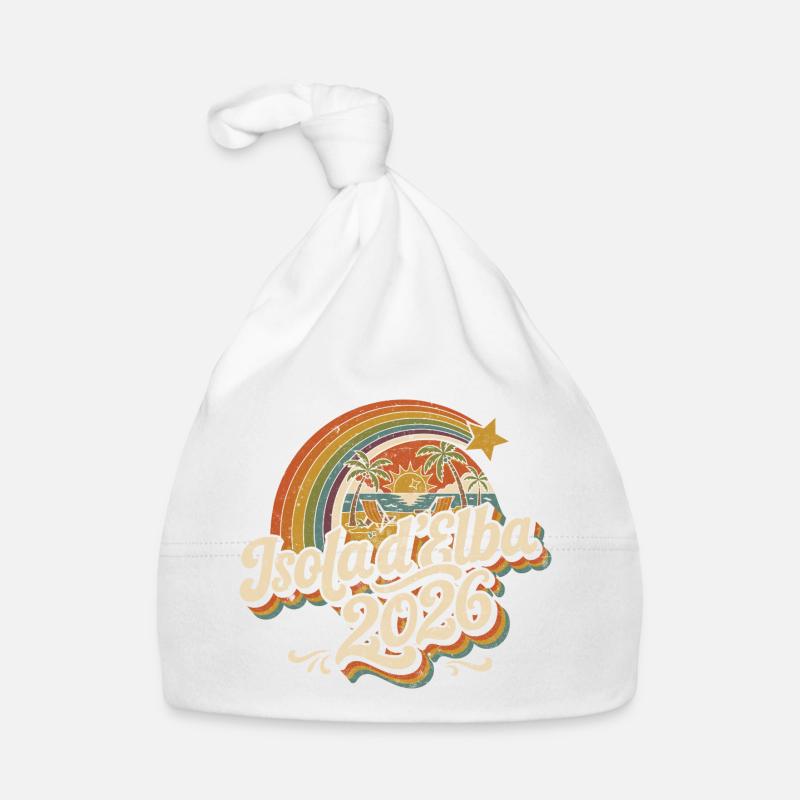 Isola d'Elba 2026 Retro Strand-Logo Baby Bio-Mütze