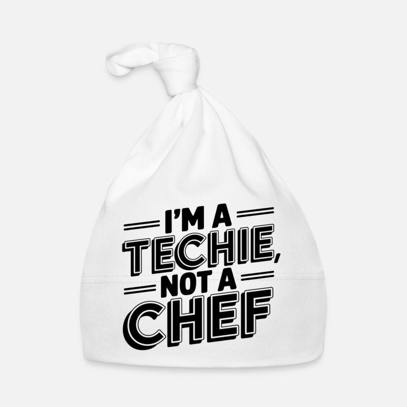 Techie, No Cook, Nerd, Geek, Technician, IT Technician - Organic Baby Cap - white