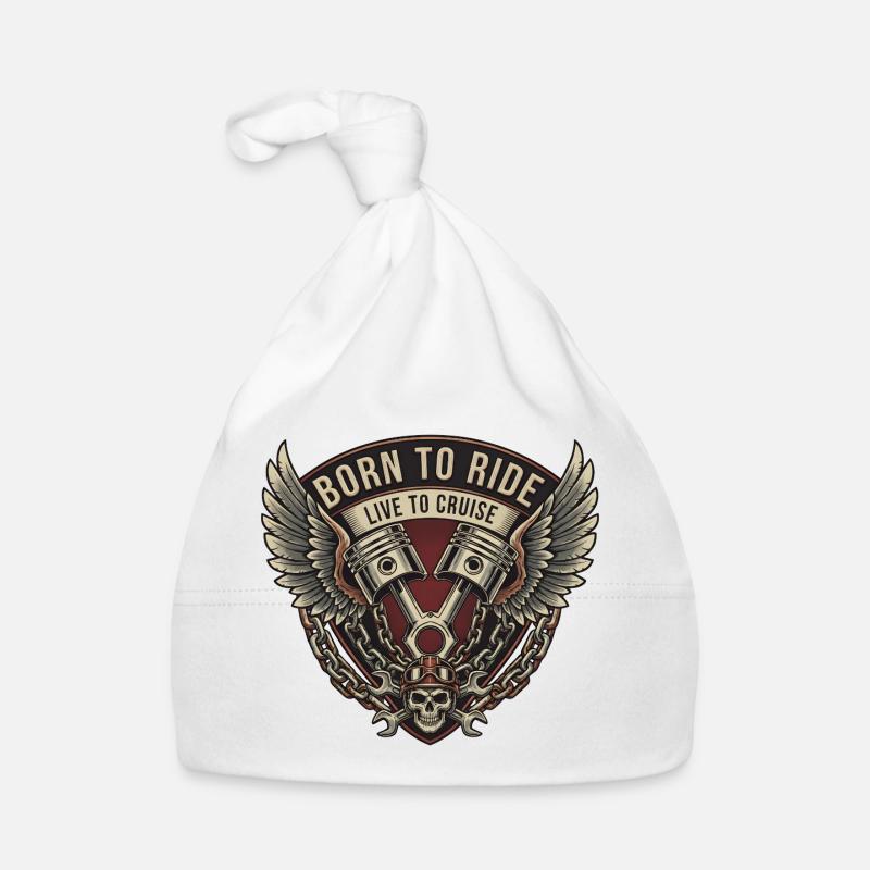 Motorcycle Biker V-Twin Motor Skull Skull Rocker Organic Baby Cap