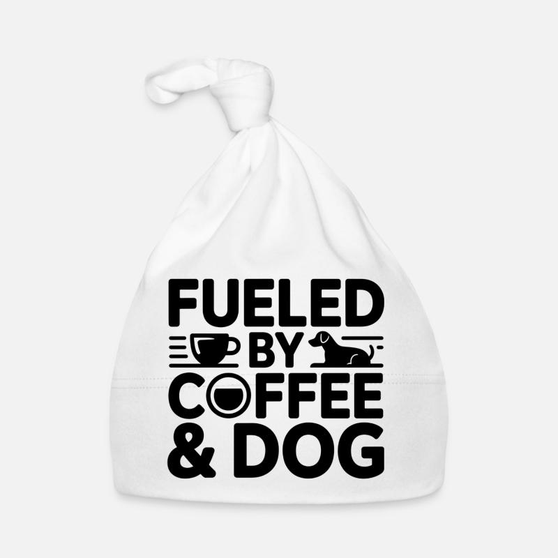 Café & Chien : Motif du matin de puissance - Bonnet bio Bébé - blanc