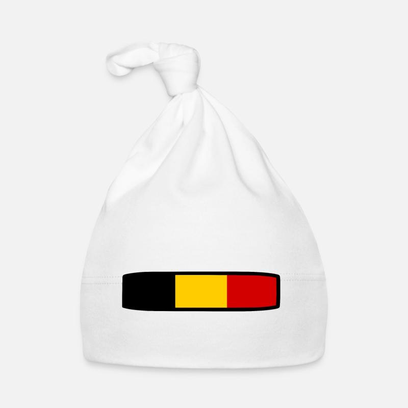Drapeau belge - Bonnet bio Bébé - blanc