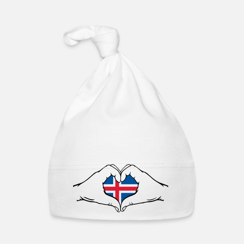Drapeau de l’Islande Aiguilles Forme De Coeur Bonnet bio Bébé