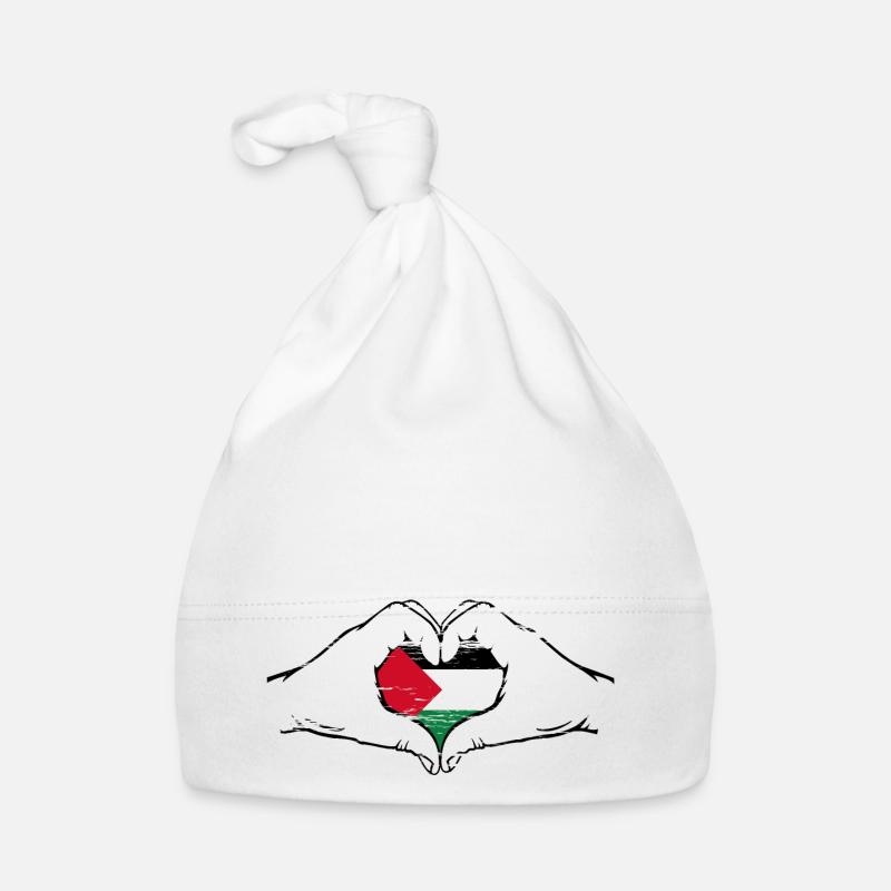 Drapeau de la Palestine en forme de coeur utilisé Bonnet bio Bébé