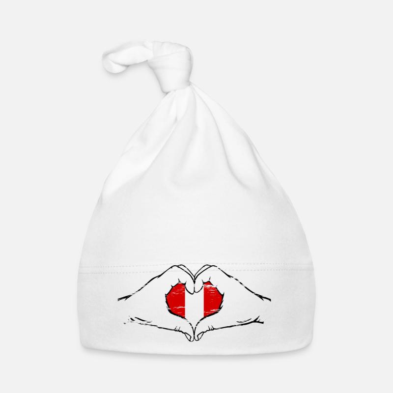 Drapeau du Pérou en forme de coeur utilisé Bonnet bio Bébé