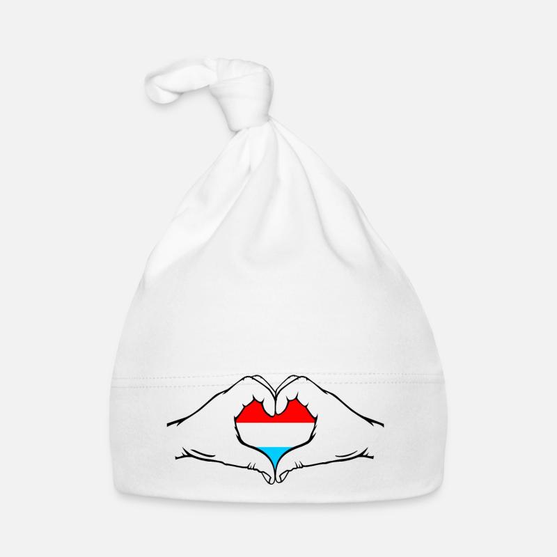 Drapeau du Luxembourg en forme de coeur Bonnet bio Bébé
