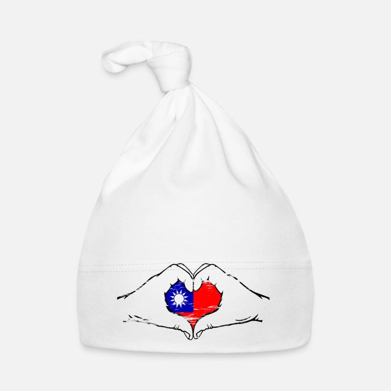 Drapeau de Taïwan en forme de coeur utilisé Bonnet bio Bébé