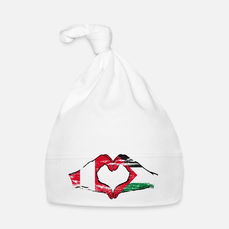 Pérou Palestine forme de coeur avec les mains utilisées - Bonnet bio Bébé - blanc