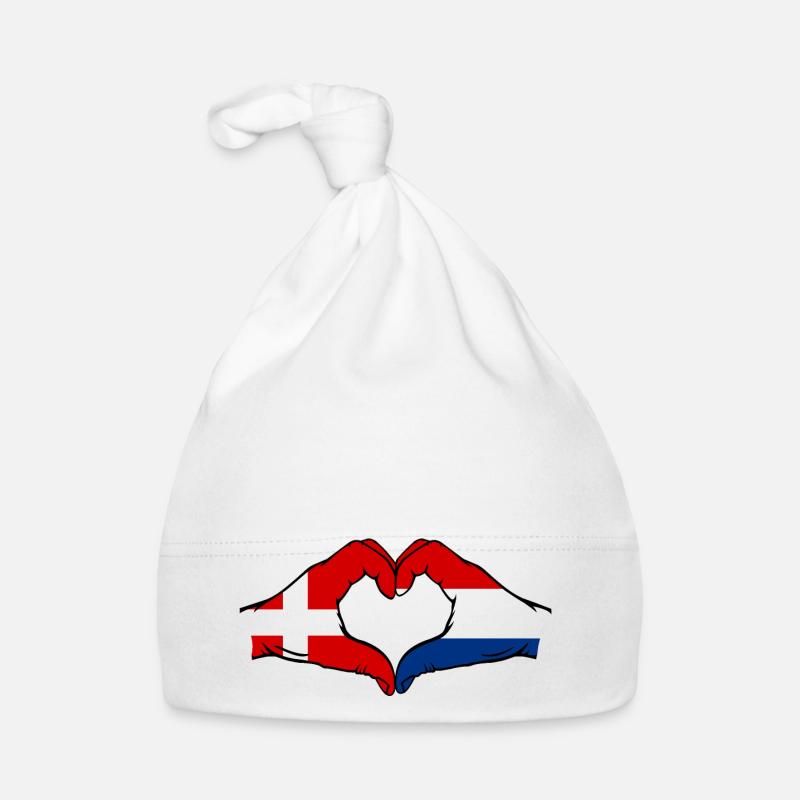Denmark Holland Heart Shape with Hands Organic Baby Cap