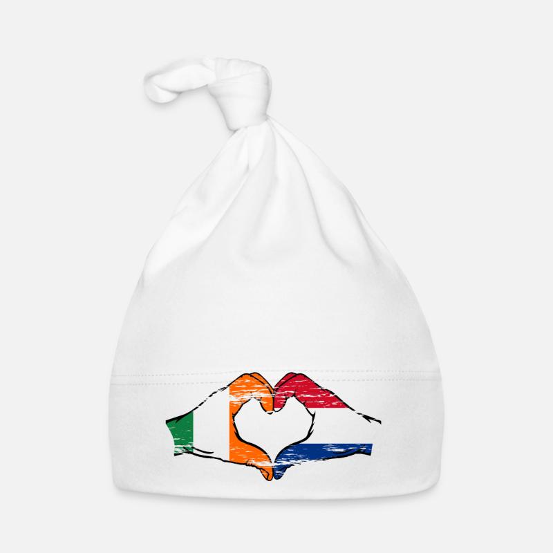 Irlande Hollande drapeau mains forme de coeur utilisé Bonnet bio Bébé