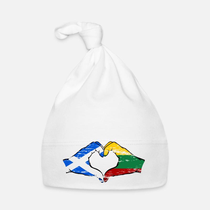 Ecosse Lituanie Drapeau Mains Coeur Forme Utilisé Bonnet bio Bébé