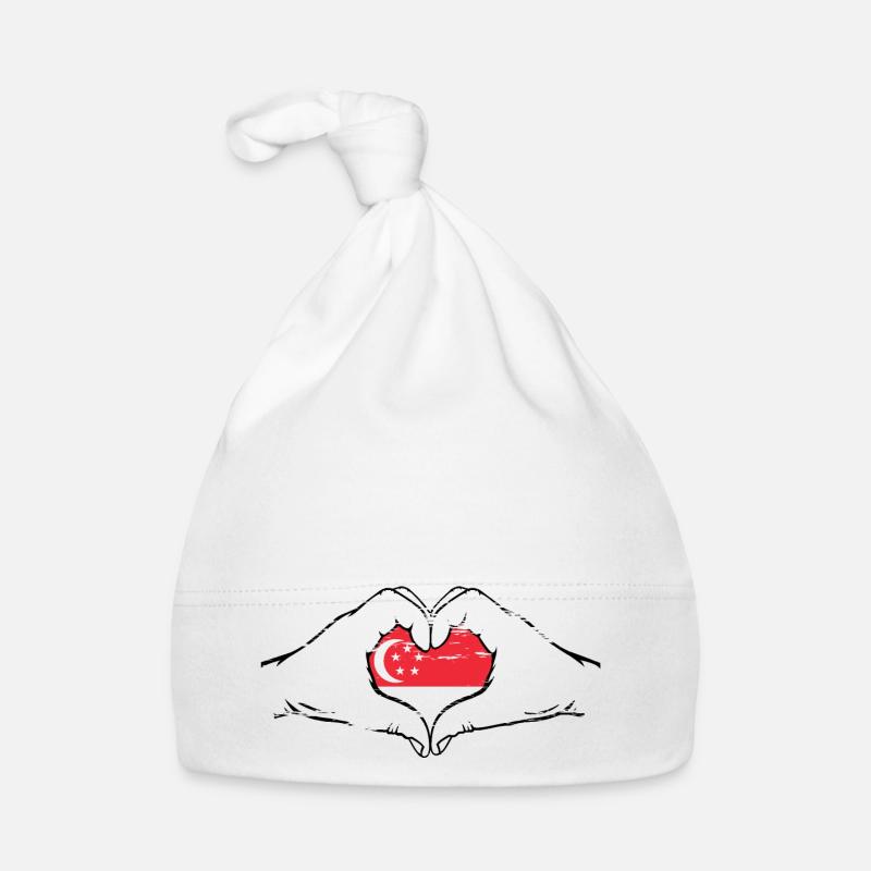 Aiguilles du drapeau de Singapour en forme de coeur utilisées Bonnet bio Bébé