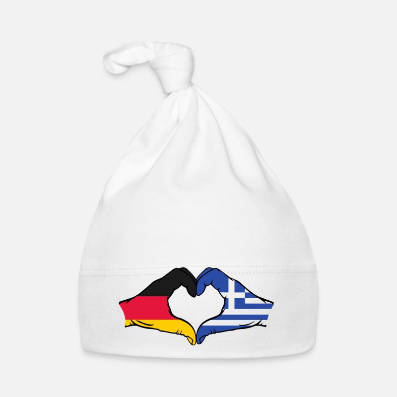 Allemagne Grèce Drapeau Mains Coeur Forme Bonnet bio Bébé