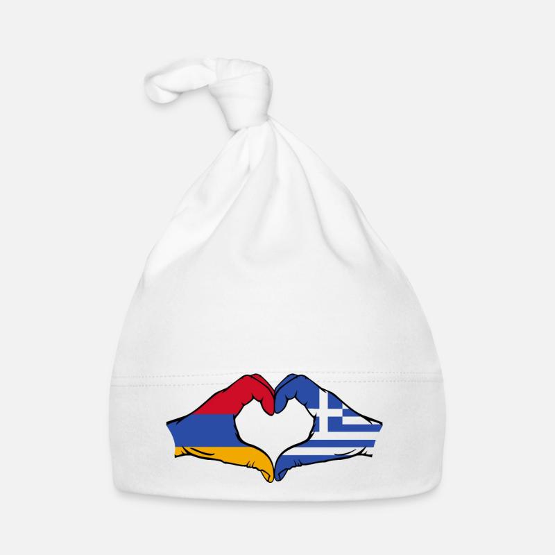 Arménie Grèce Drapeau Mains Coeur Forme Bonnet bio Bébé