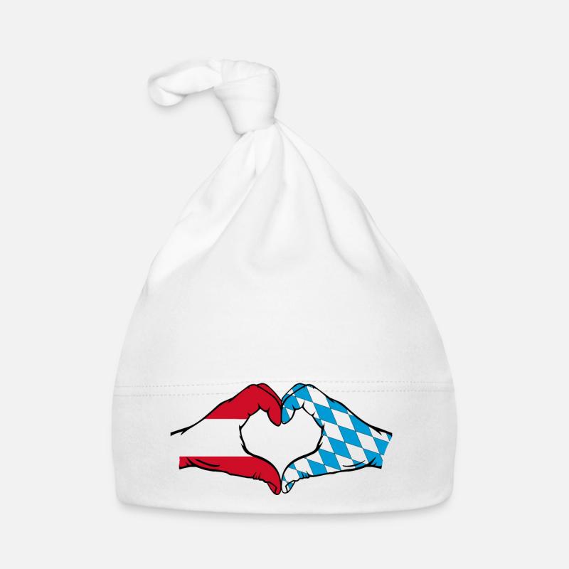 Austria Flag Hands Heart Shape Organic Baby Cap