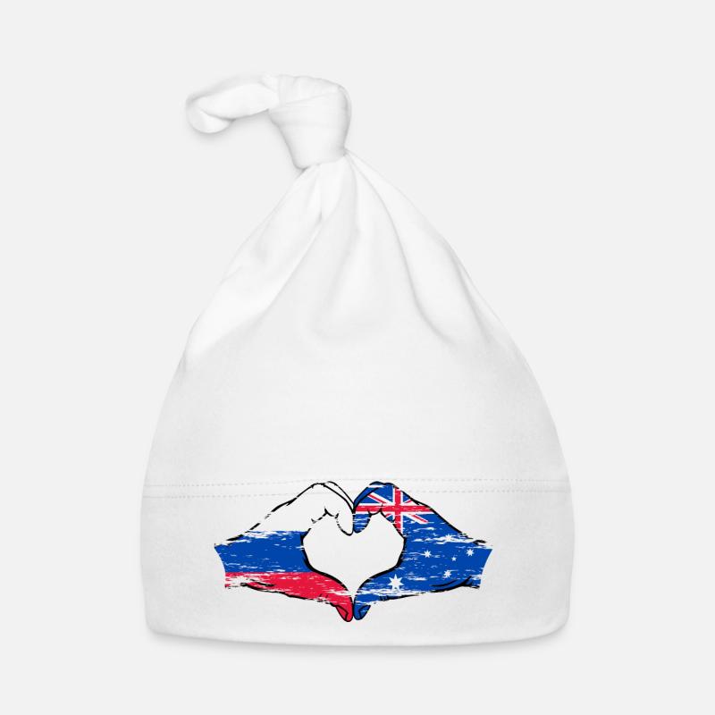 Drapeau de la Russie Australie Forme Coeur Utilisé Bonnet bio Bébé