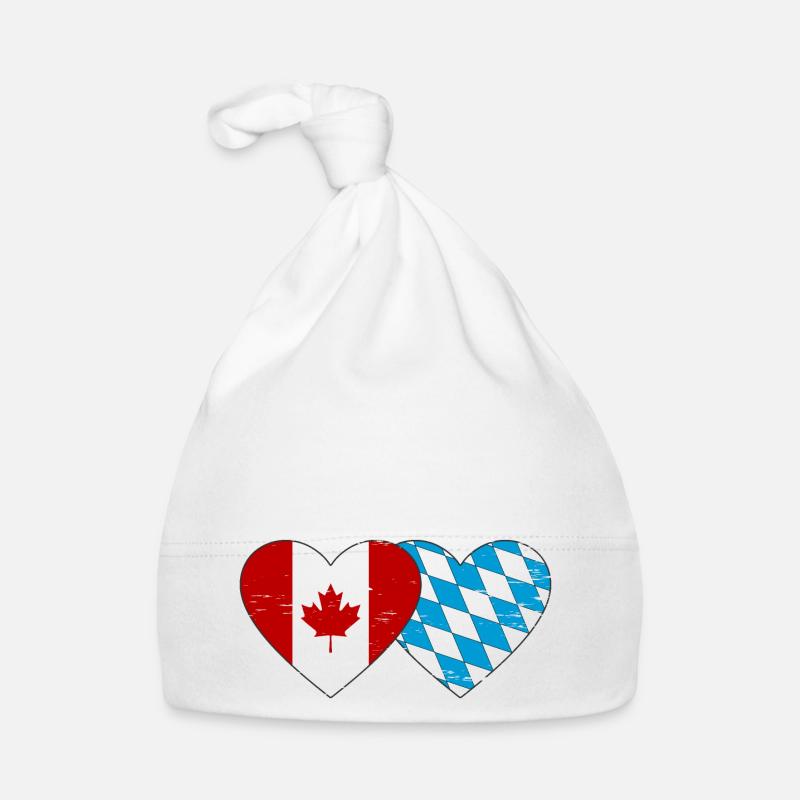 Canada Bavaria Flag Heart used Organic Baby Cap