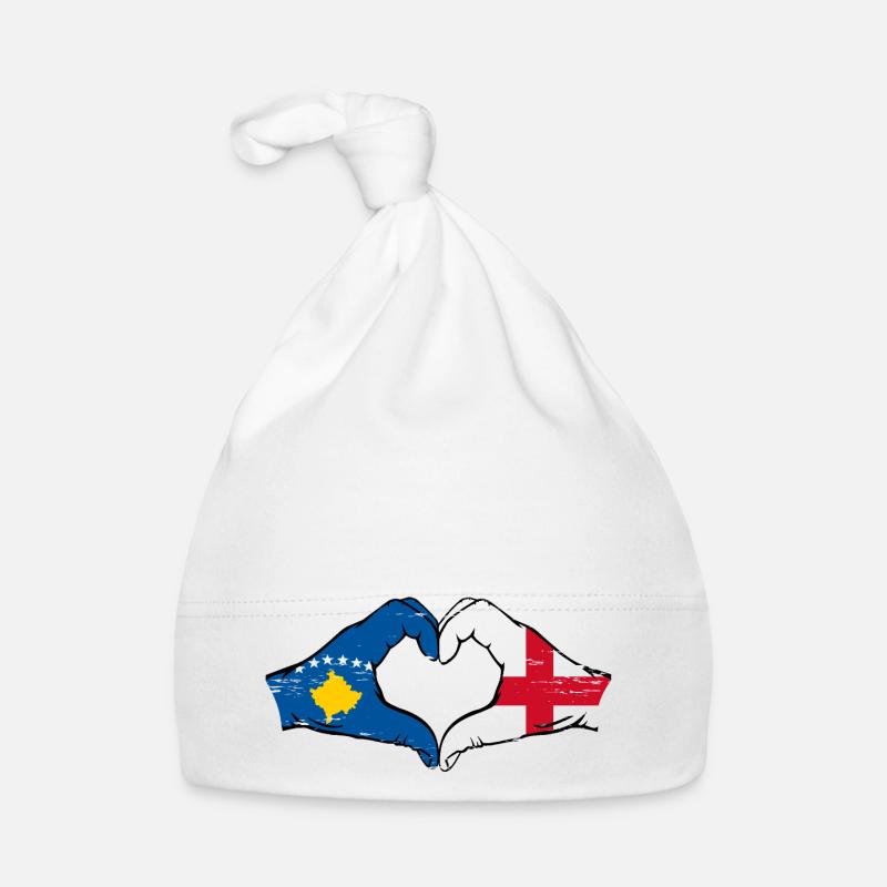 Kosovo Angleterre drapeau mains forme de coeur utilisé Bonnet bio Bébé