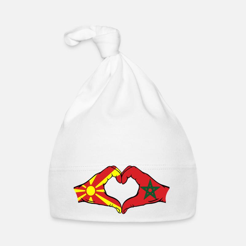Macédoine Maroc Drapeau Mains Coeur Forme Bonnet bio Bébé