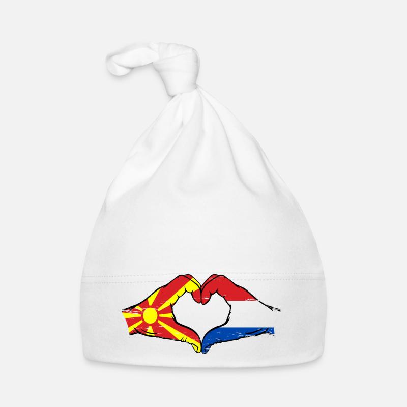 Macédoine Hollande drapeau mains forme de coeur utilisé Bonnet bio Bébé