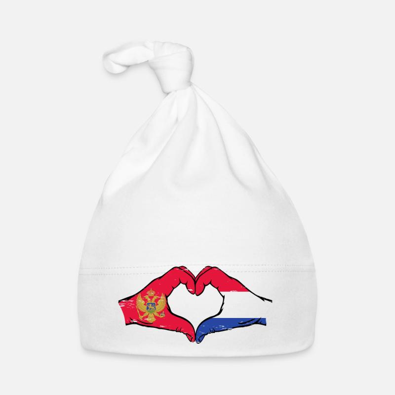 Monténégro Hollande Drapeau Mains Coeur Utilisé Bonnet bio Bébé