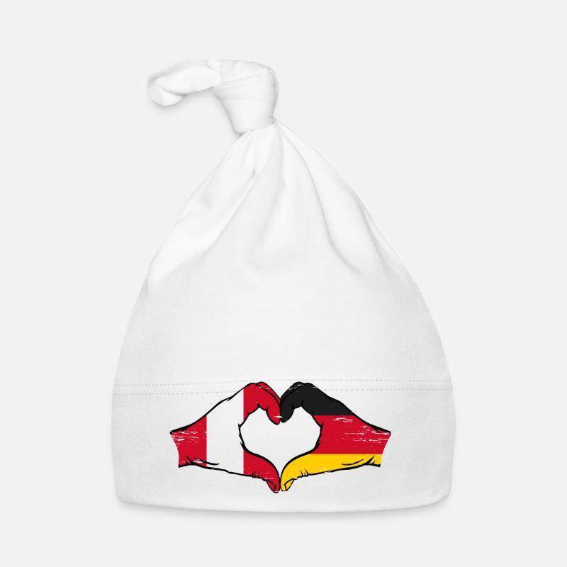 Pérou, Allemagne, drapeau, mains, forme de coeur utilisé Bonnet bio Bébé