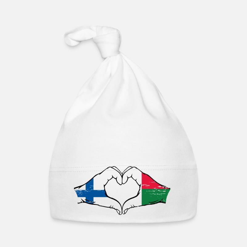 Finlande Madagascar drapeau mains forme coeur utilisé Bonnet bio Bébé