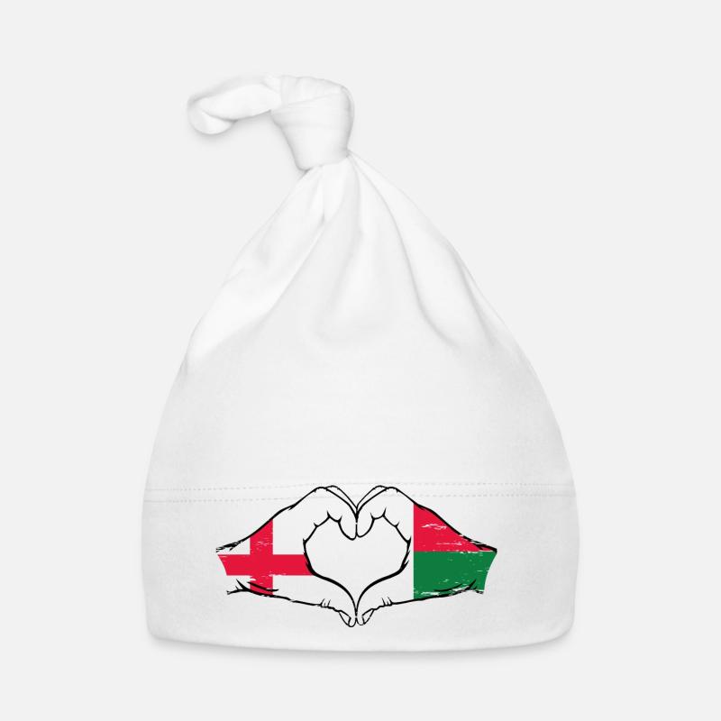 Angleterre Madagascar drapeau mains forme de coeur utilisé Bonnet bio Bébé