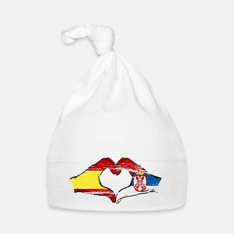 Espagne Serbie drapeau forme de coeur utilisé Bonnet bio Bébé