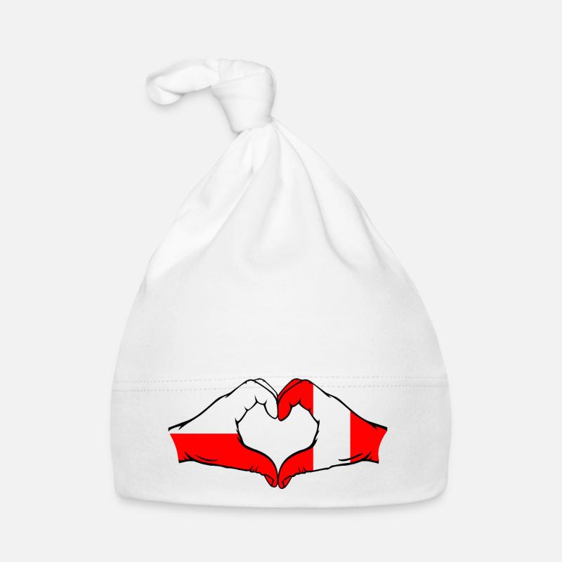 Pologne Pérou Drapeau Forme Coeur Bonnet bio Bébé