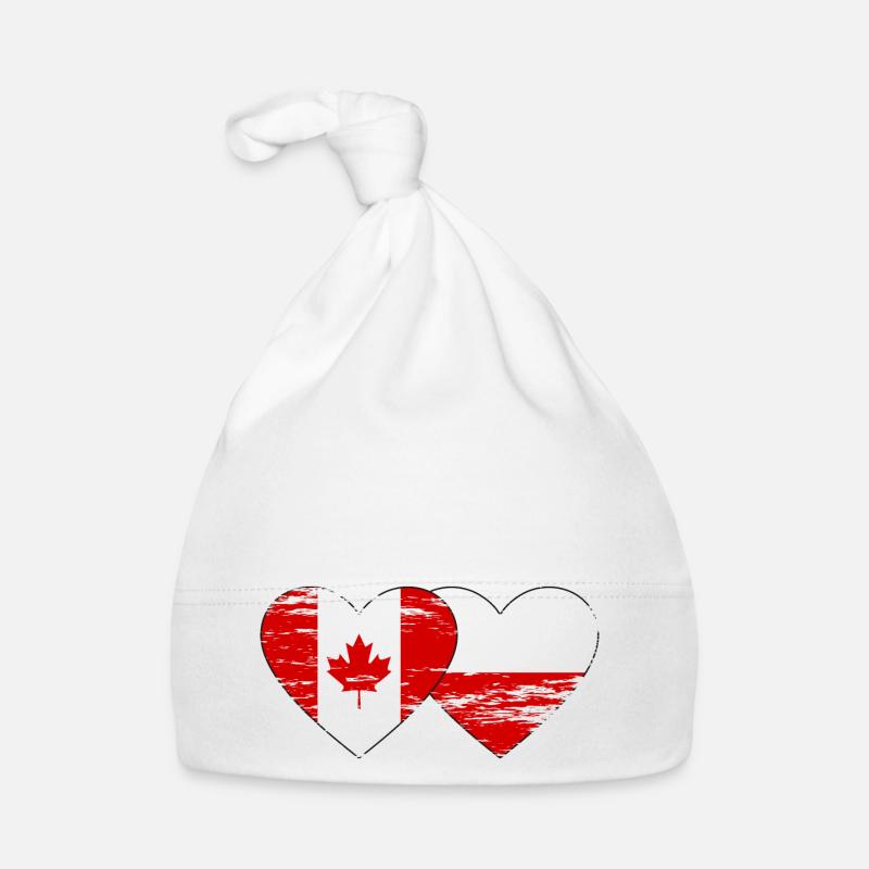 Drapeau du Canada Pologne Coeur utilisé Bonnet bio Bébé
