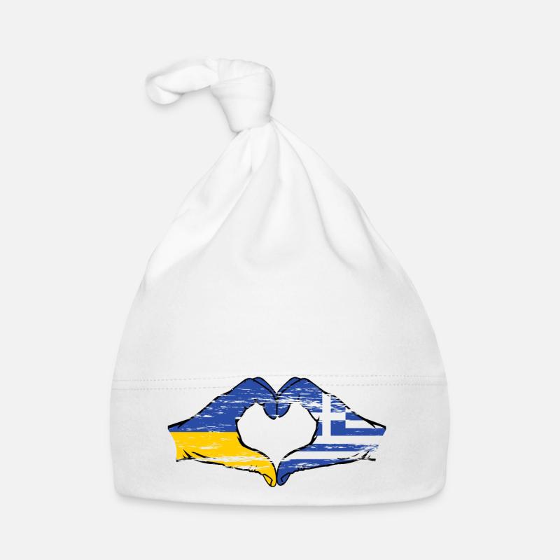 Ukraine Grèce drapeau coeur forme utilisé Bonnet bio Bébé