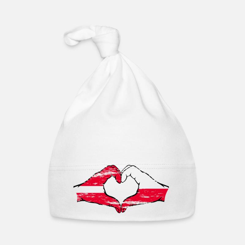 Lettonie Pologne drapeau mains forme de coeur utilisé Bonnet bio Bébé