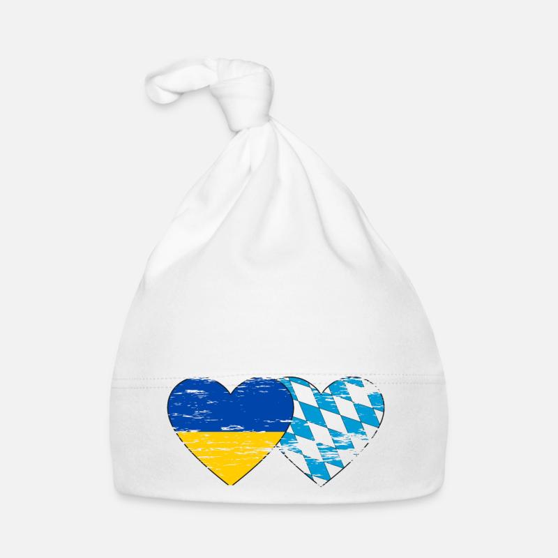 Ukraine Bavière Drapeau Coeur utilisé Bonnet bio Bébé