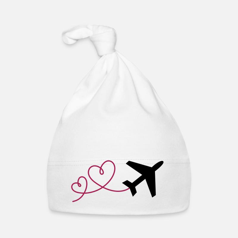 Flugzeug mit Herzen (Farben änderbar) Baby Bio-Mütze