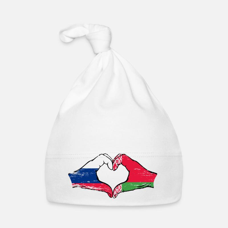 Russie Biélorussie drapeau mains coeur forme utilisé Bonnet bio Bébé