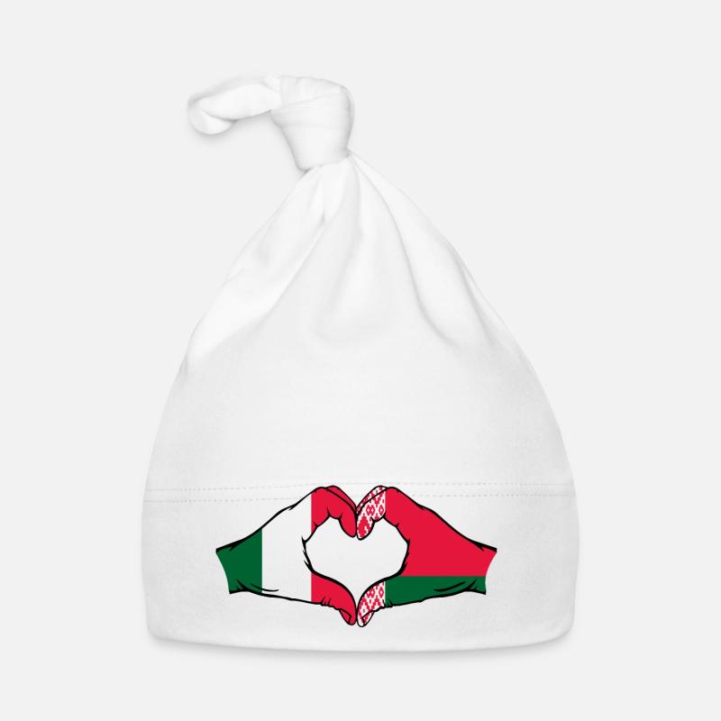 Italie Biélorussie drapeau mains coeur forme Bonnet bio Bébé