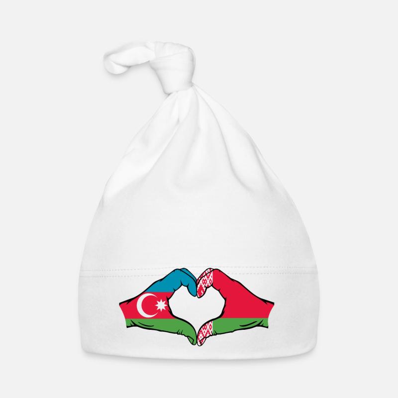 Azerbaijan Belarus Flag Hands Heart Shape Organic Baby Cap