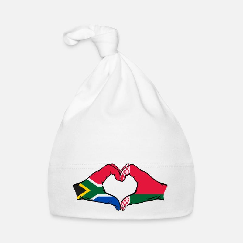 Afrique du Sud Biélorussie drapeau mains forme coeur Bonnet bio Bébé