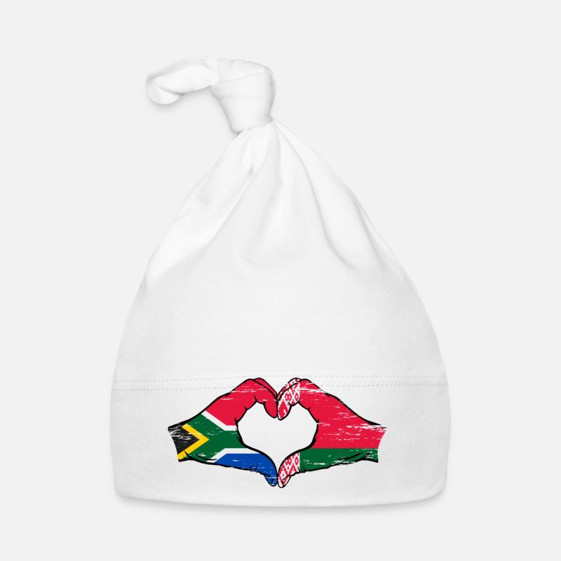 Afrique du Sud Biélorussie drapeau mains forme de coeur utilisé Bonnet bio Bébé