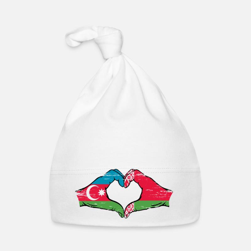 Azerbaïdjan Biélorussie drapeau mains forme de coeur utilisé Bonnet bio Bébé