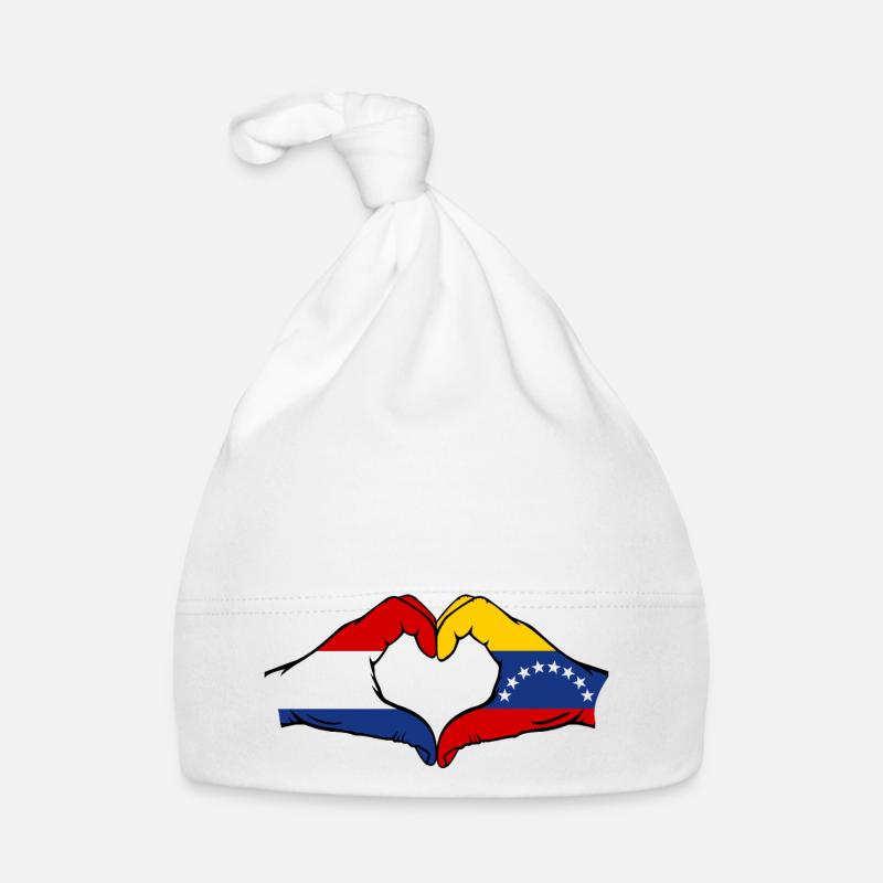 Holland Venezuela Flag Hands Heart Shape Organic Baby Cap
