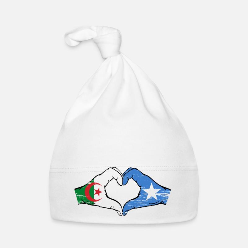 Algérie Somalie Drapeau Mains Coeur Forme Utilisé Bonnet bio Bébé