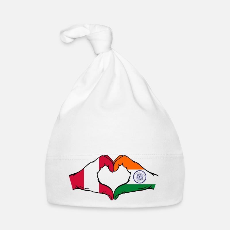 Pérou Inde Drapeau Mains Coeur Forme Bonnet bio Bébé