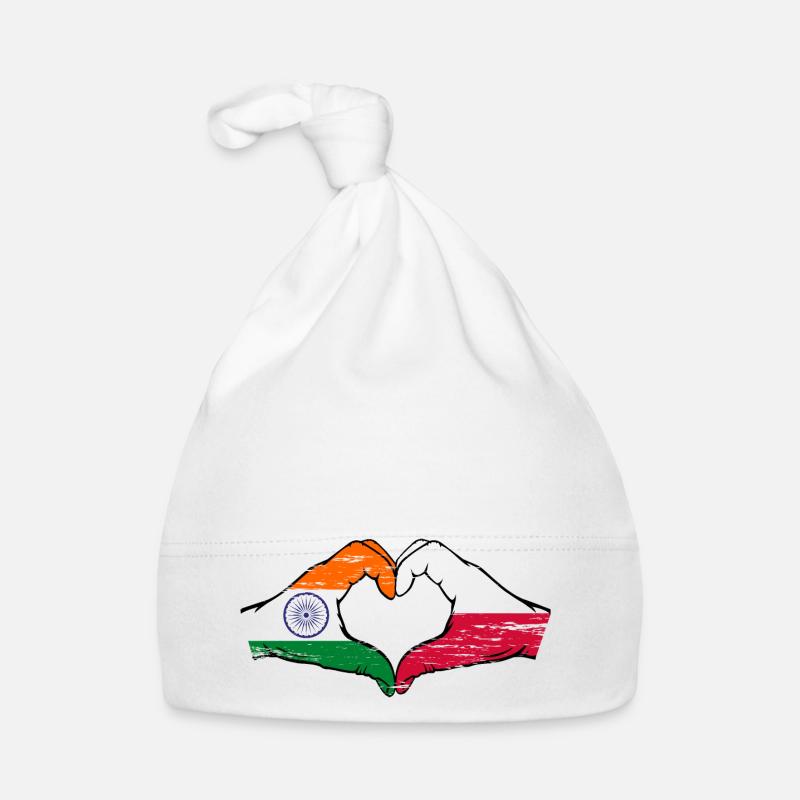 Inde Pologne drapeau mains forme coeur utilisé Bonnet bio Bébé