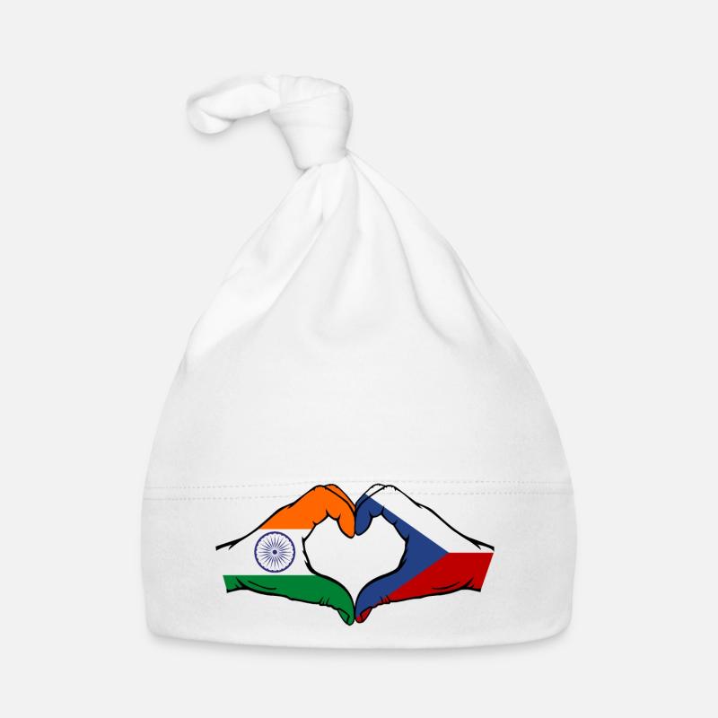 Inde République tchèque drapeau mains coeur forme Bonnet bio Bébé